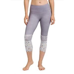 Prana Gray Pillar Printed Mid Rise Striped Capri Legging Size small